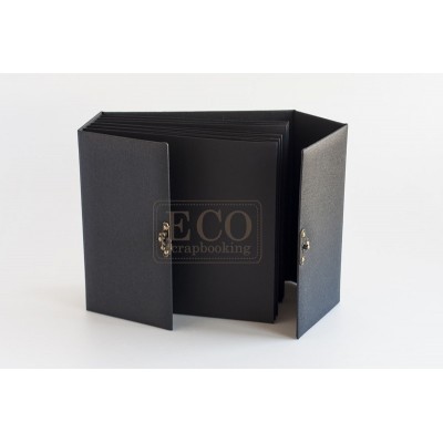 Fekete elől kapcsos 3D album vászon borítással - 20x20 cm, 6 lapos