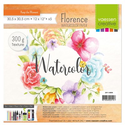 Florence - 12"-es akvarell papír szett 300g - 5 db textúrált felületű