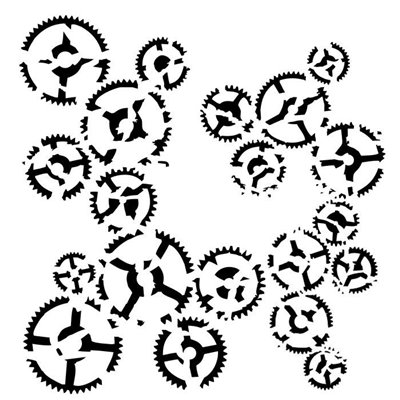 Dance of gears 6x6” stencil