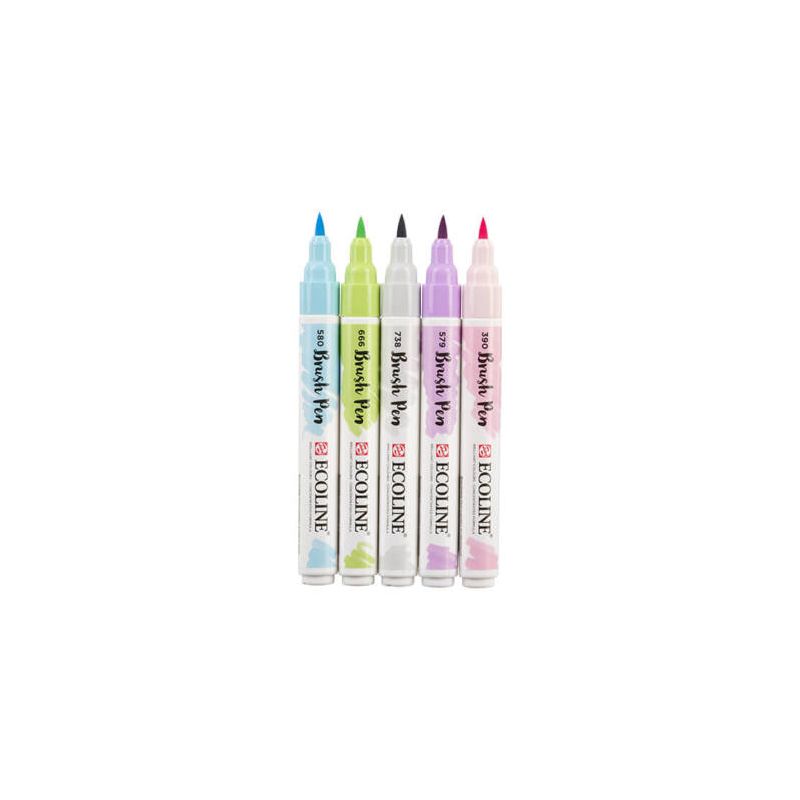 Ecoline brush pen ecsetfilc készlet - 5 db, pastel, pasztell színek