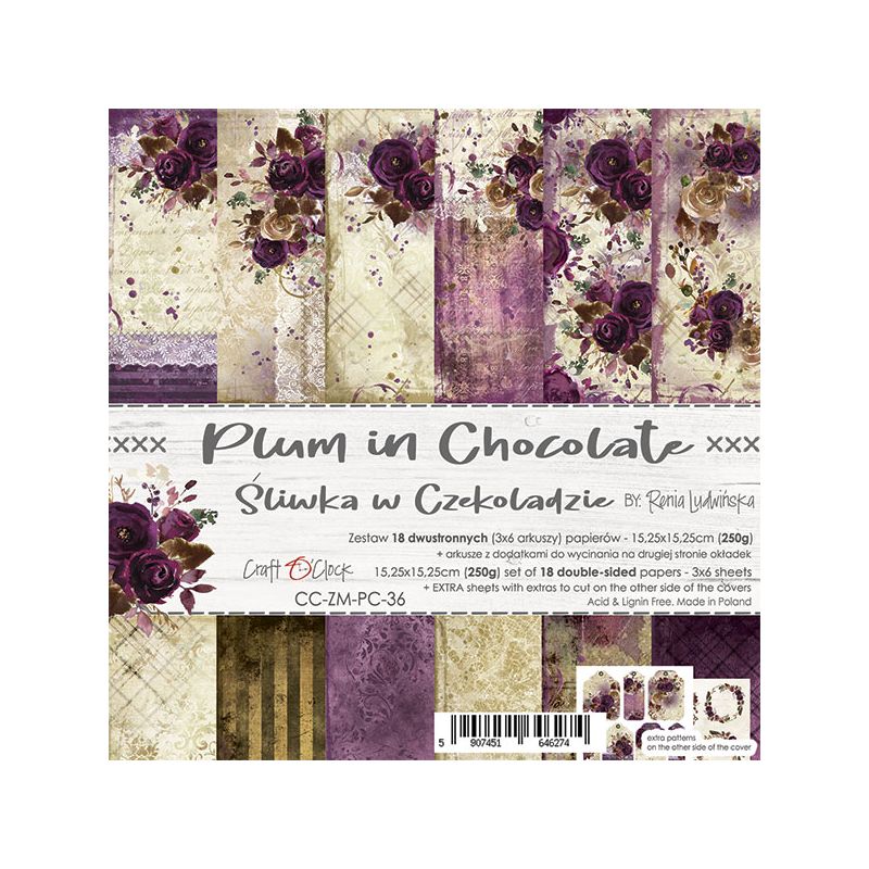 Plum In Chocolate - papírkészlet 15,25 x 15,25 cm