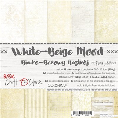 White-Beige Mood - Basic set - papírkészlet 20,3 x 20,3 cm