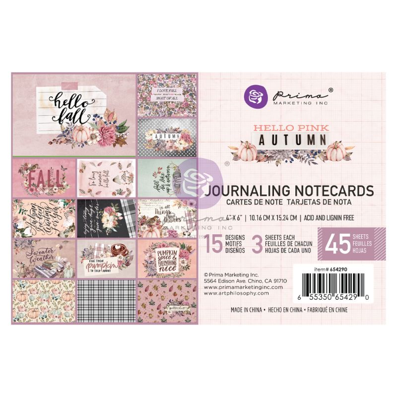 Hello Pink Autumn kollekció Journaling Cards - 4x6" , 45 lap