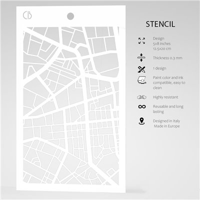 Textúra stencil 5"x8" - City Map