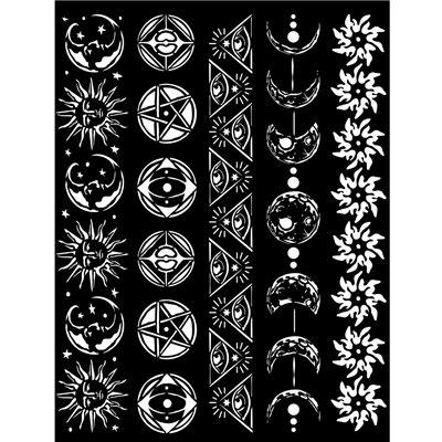 Stamperia stencil - Alchemy Symbols and Borders (20x25 cm)