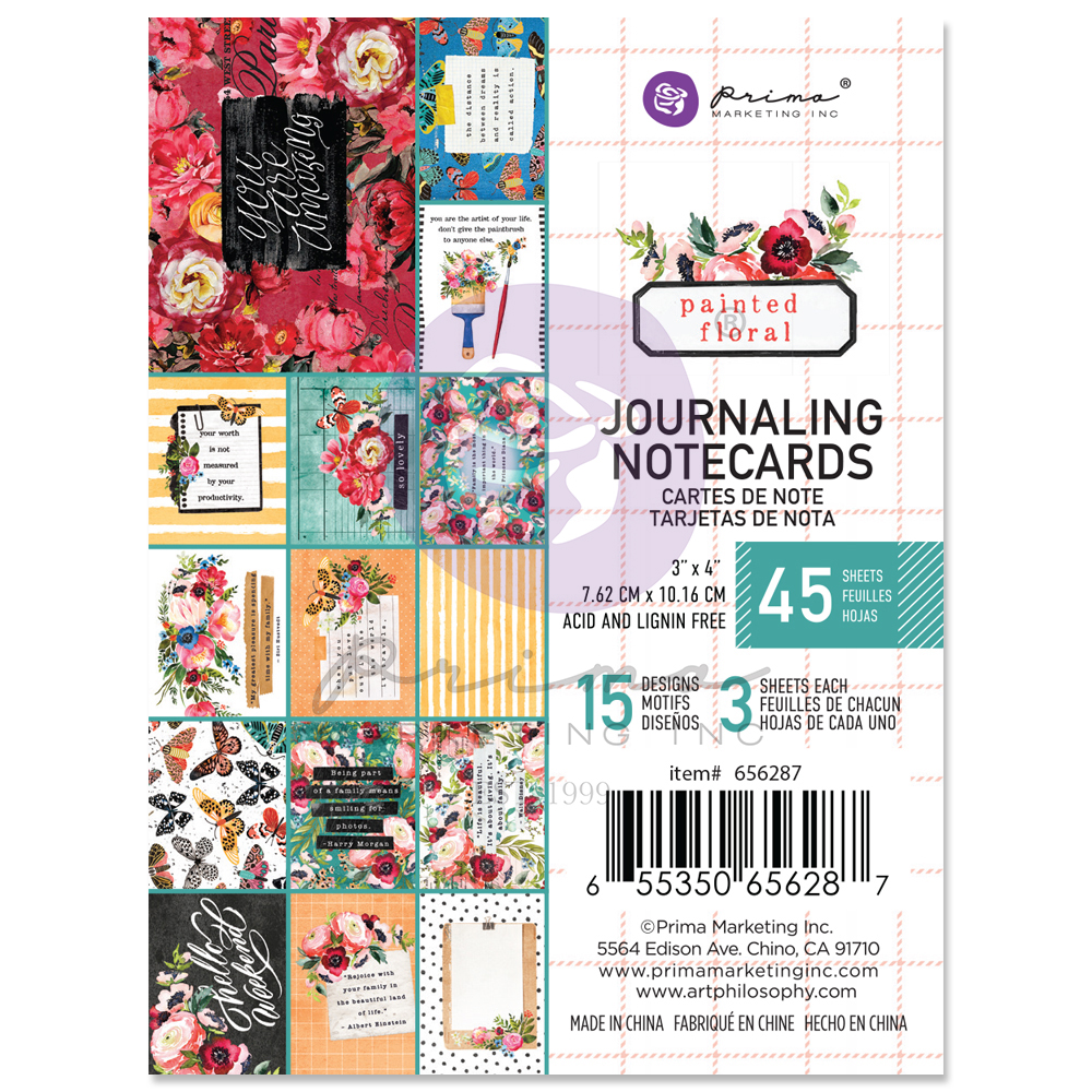 Painted Floral kollekció Journaling Cards - 3"x4" , 45 lap