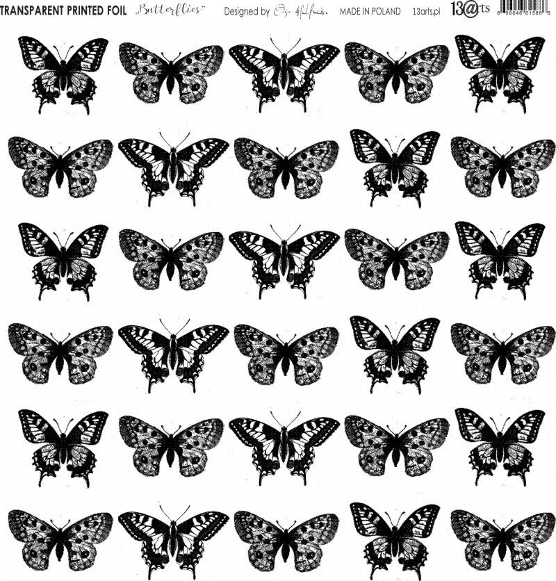 Átlátszó fólia - Butterflies - 12x12