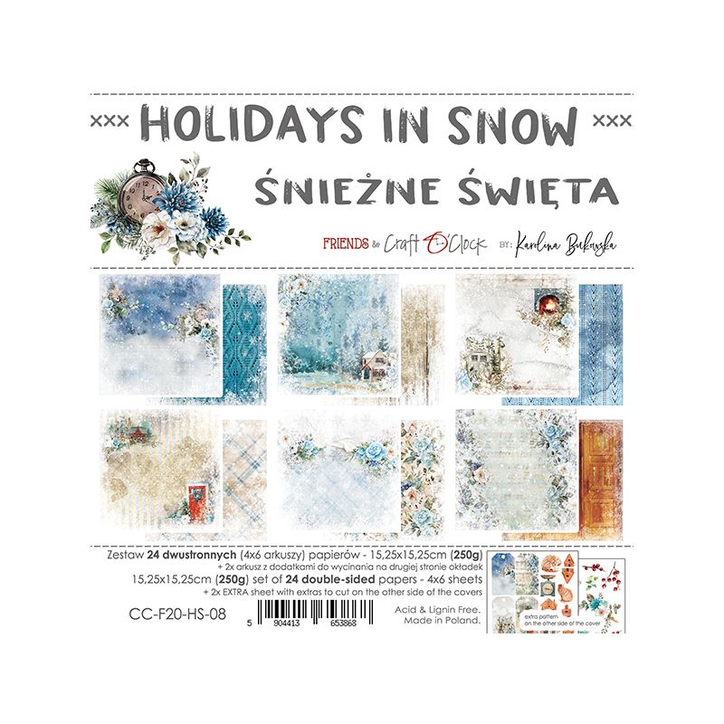 Holidays in Snow - papírkészlet 15,25 x 15,25 cm
