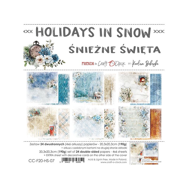 Holidays in Snow - papírkészlet 20,3 x 20,3 cm
