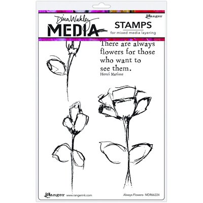 Dina Wakley Media Cling Stamp - Always Flowers
