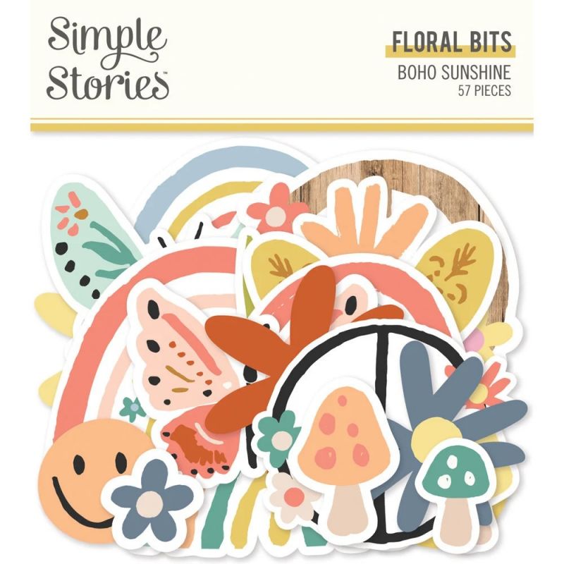 Simple Stories - Boho Sunshine Floral Bits - ephemera szett