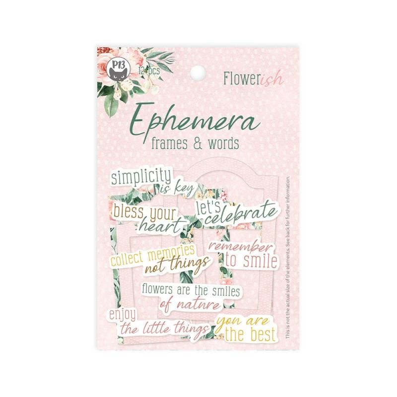 Flowerish - Frames and Words ephemera - 12 db