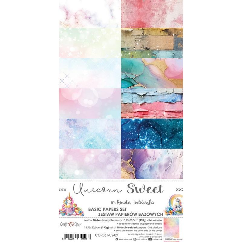 Unicorn Sweet Basic set - papírkészlet 15,5x30,5cm